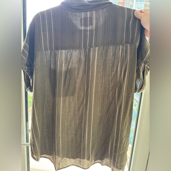 American Eagle Outfitters Slightly Sheer Gauzy Striped Button Down Shirt XL EUC - Picture 2 of 8